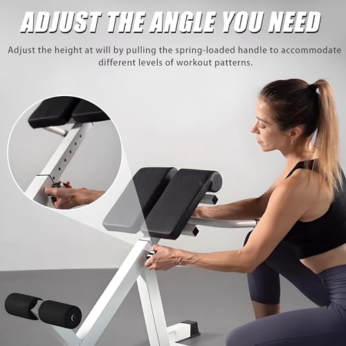 White Roman Chair Back Extension Machine, Adjustable Height & Angle