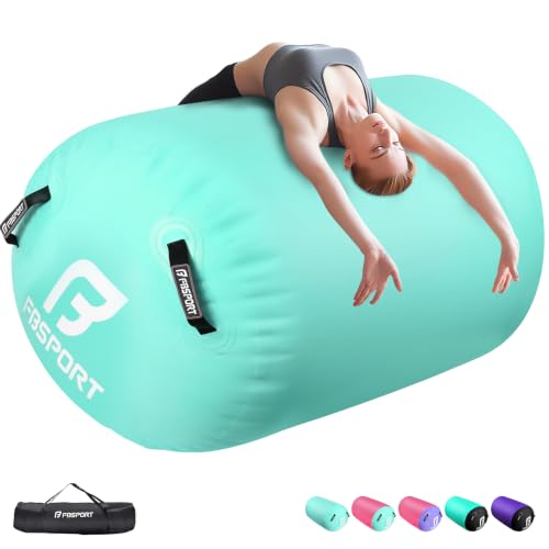 No Pump Inflatable Gymnastics Air Roller - Green, 39.37×31.5 Inch for Yoga Cheerleading Training