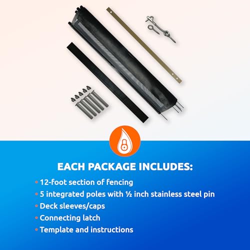 Life Saver Pool Fence DIY Section Kit Black 4x12 Feet Safety Mesh Fence