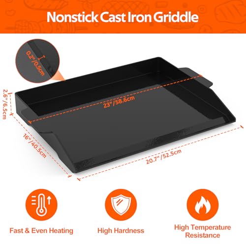Onlyfire 23x16 Inch Enamelled Cast Iron Cooking Griddle - Durable Outdoor Kitchen Tool