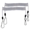 Heavy Duty Coiled Fishing Lanyard with Stainless Steel Wire - Silver