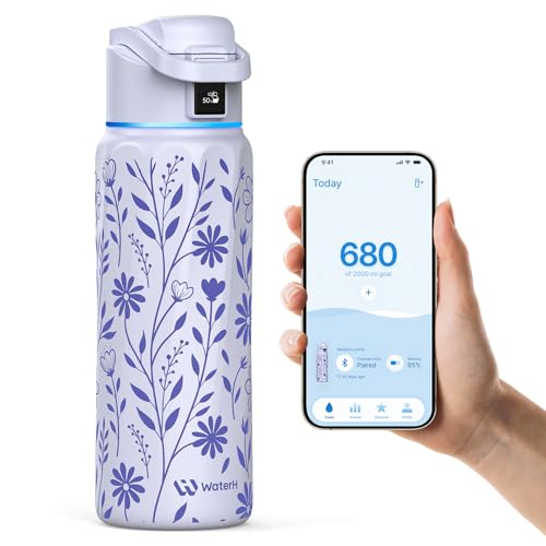 WaterH BOOST Smart Water Bottle with Reminder 32oz Lavender Garden