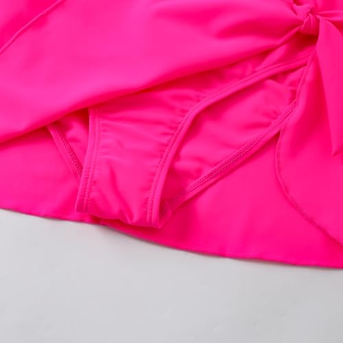 Girls 2-Piece Swimsuit with Cover-Up - Hot Pink, 12-13 Years, Quick Dry & Adjustable Straps
