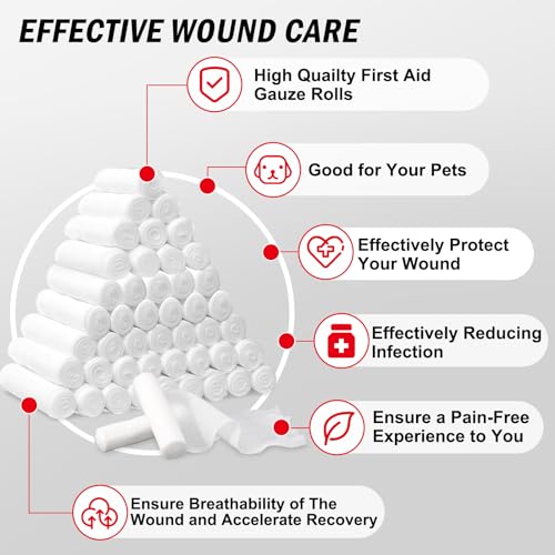 330 Pack Gauze Rolls - 4 in x 4.1 Yards, Individually Sealed, Non-Stick, Elastic Wound Dressings, First Aid Supplies