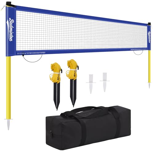 PUULIVEE 20ft Blue Portable Outdoor Badminton Net Set for Backyard