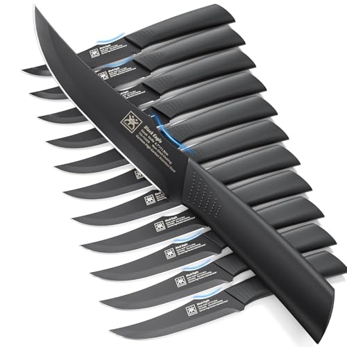 Set of 12 Non-Serrated Steak Knives - 4.7 Inch Dishwasher Safe Table Cutlery