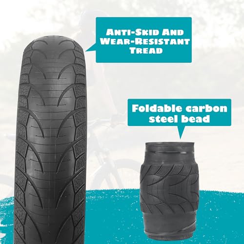 BALINGE 20x4 Fat Tire for E-Bike & Mountain Snow Bikes - Heavy Duty, Wear-Resistant, Includes Tube