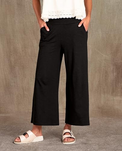 Wide Leg Crop Pants for Women - Black, Size MD (US 8-10)