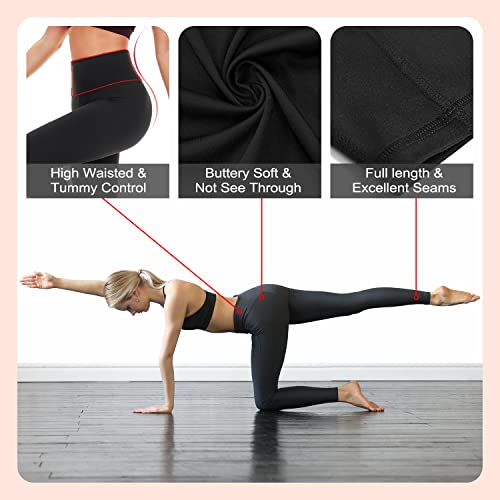 High Waisted Leggings for Women Large-X-Large Black - Tummy Control Yoga Pants
