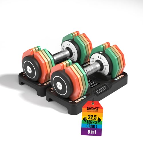 22.5LB Adjustable Dumbbell Set with Rainbow-Colored Plates - EOAT