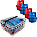 Adult Universal Life Jacket - Red & Cobalt Blue 4 Pack, USCG Approved Type 3