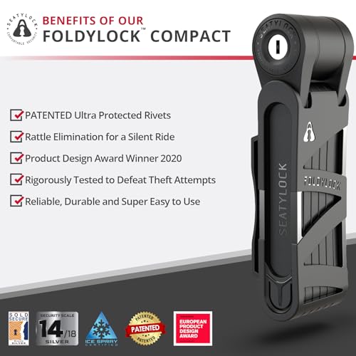 Seatylock FoldyLock Compact Black Folding Bike Lock 33.5 Inch Key Security