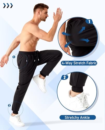 Men's Slim Fit Athletic Joggers with Zipper Pockets - 5 Pack