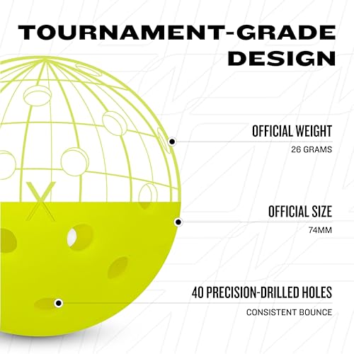 Franklin Sports X-40 Outdoor Pickleballs 100 Pack - USAPA Approved, Optic Yellow