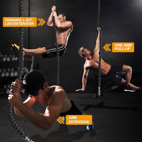15Ft Heavy Duty Climbing Rope Gym Workout - Black, 1.5 Inch Diameter