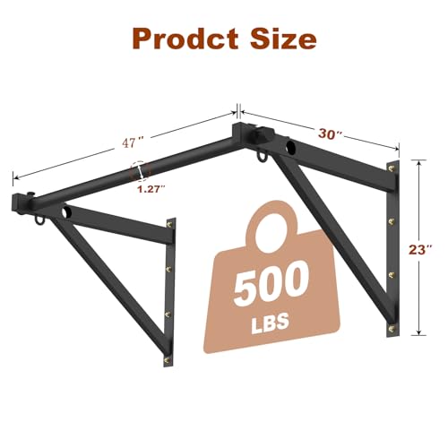 Wall Mounted Pull Up Bar with Adjustable Depth & 500LBS Capacity for Home Gym