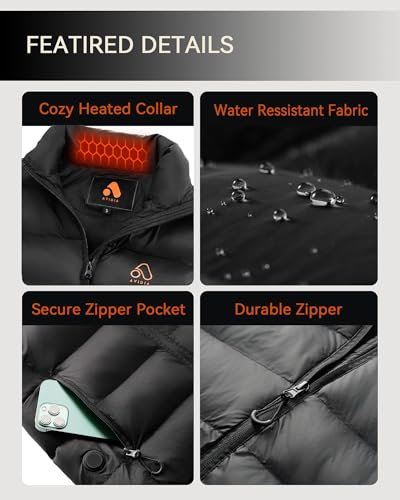 AVIDIA Women's Heated Vest with Battery Pack - Rechargeable, Lightweight, Medium, Black