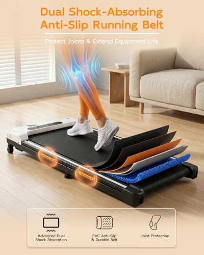 White TKWRUN Under Desk Walking Treadmill with Incline, Remote, 300Lbs Capacity
