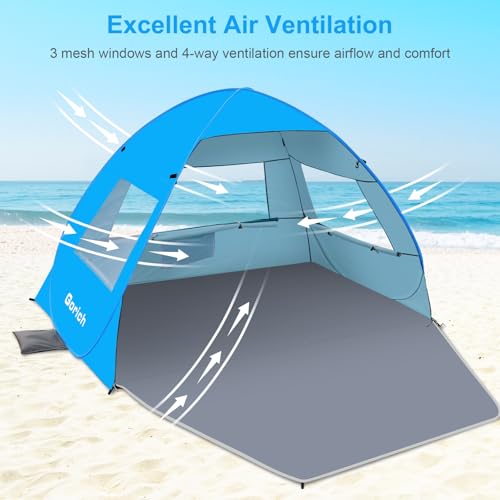 Skyblue 3-Person Pop Up Beach Tent with UPF 50+ UV Protection, Portable & Easy Setup
