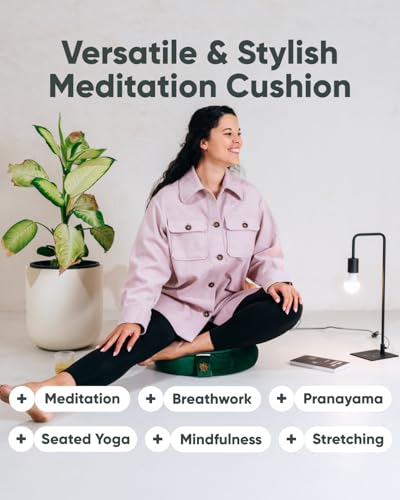 Emerald Velvet Meditation Cushion - Buckwheat Hull Support Floor Pillow with Removable Cover
