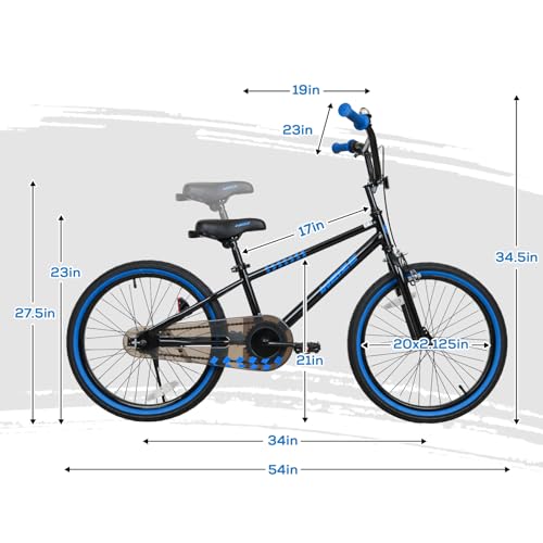 Nighthawk 20 Inch Kids Bike for Boys Girls Ages 6-12 - Lightweight Steel Frame