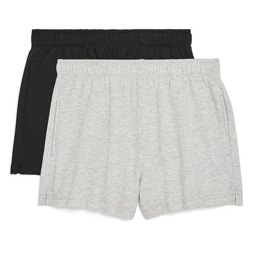 Danskin Women's Cozy Fleece Lounge Shorts 2 Pack Small Black Salt Grey Heather