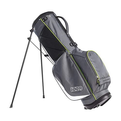 Izzo Ultra Lite Golf Stand Bag Gray Lime Lightweight with Organizer & Rain Hood