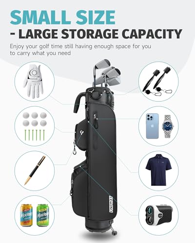Findway Black 3-Way Lightweight Golf Stand Bag with Stand & Storage