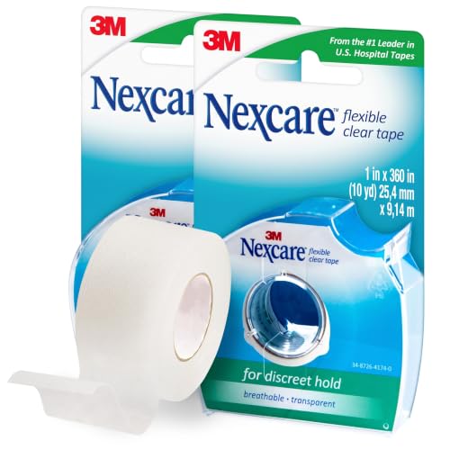 Nexcare Flexible Clear Medical Tape - 1 Inch x 10 Yards, Pack of 2