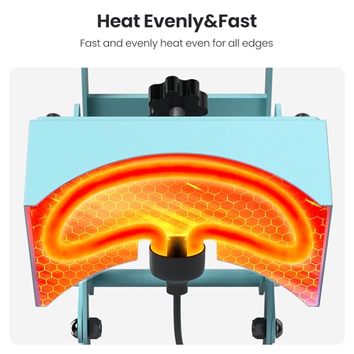 EENOUR Blue Hat Press Heat Machine for Caps with Precise Temp & Timer Control