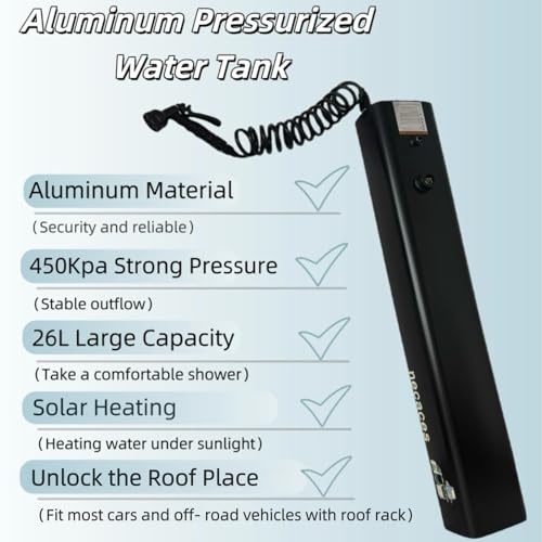 8-Gallon Pressurized Outdoor Shower Water Tank for Overlanding Camping Roof Rack