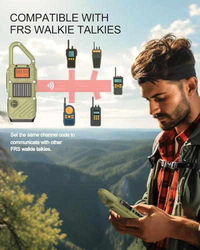 QUOLIX Green Long Range Walkie Talkies for Adults, Emergency 2-Way Radio with FM, SOS, NOAA Weather, Flashlight, Solar & USB-C Rechargeable