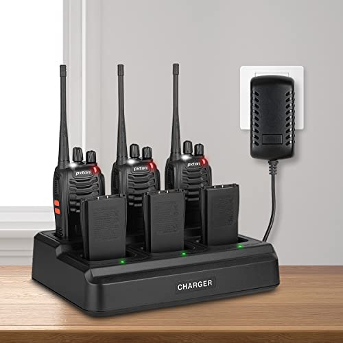 Pxton Long Range Walkie Talkies for Adults 6-Pack with Upgraded Earpiece & Multi Charger