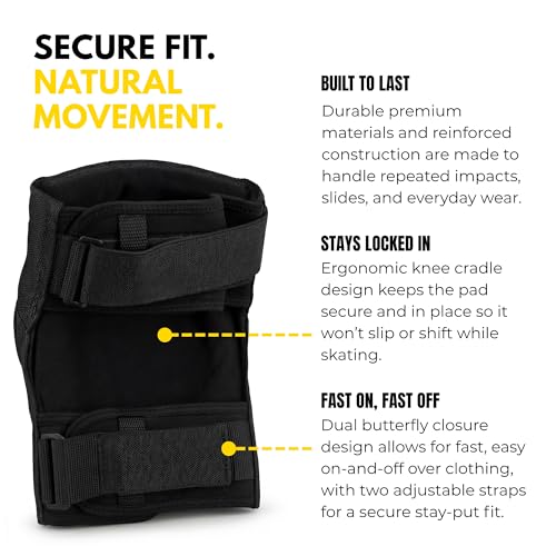 Bont PRO Knee Pads Large for Roller Derby & Skating - Black Protective Gear