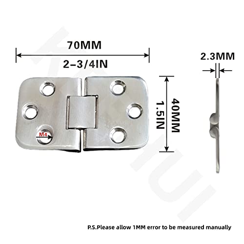 Marine Grade Stainless Steel 180° Flush Mount Hatch Hinges Pair 2-3/4in x 1-1/2in