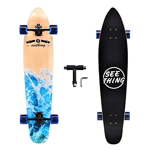 Seething 42-Inch Longboard Skateboard Cruiser Pintail - A-Sea Wave Variation