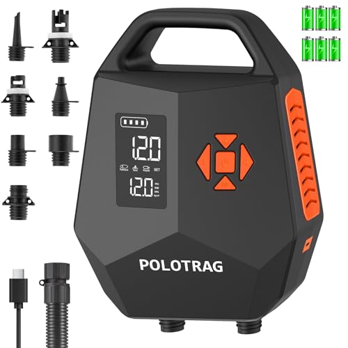 Electric Paddle Board Pump Rechargeable - Orange 20 PSI SUP Inflator & Deflator
