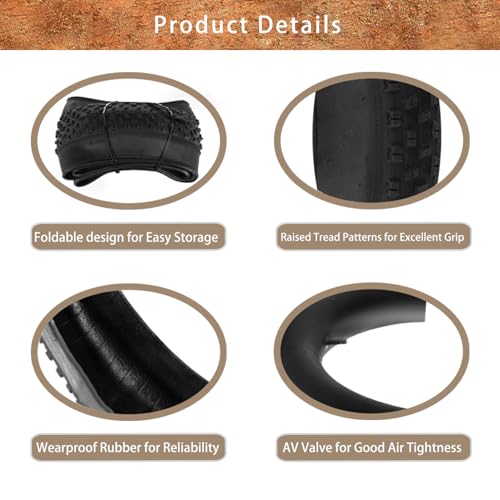Bxinbxin 20x3.0 Fat Bike Tire and Tube Set - Folding 2PCS for Electric & Mountain Bikes