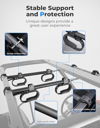 KEMIMOTO UTV Overhead Tool & Bow Rack - Roof-Mounted Storage Holder for Roll Bars