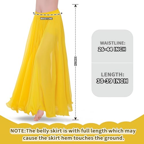 Yellow Belly Dance Skirt for Women, Flowy Long Skirt, Halloween Costume Gift