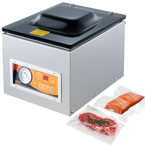VEVOR Chamber Vacuum Sealer 120W Silver - Commercial Food & Meat Packaging Machine