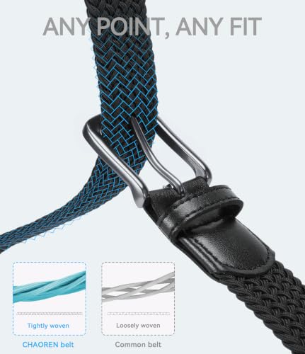 Men's Elastic Golf & Casual Stretch Belt - Black, 38-42 Inch Waist Adjustable