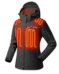 Venustas Women's Waterproof Heated Jacket with Battery & Detachable Hood - Medium Black