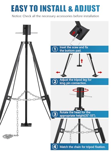 Swellisher Normalneck Fifth Wheel Tripod Stabilizer 5000lbs Load Adjustable 35-55"