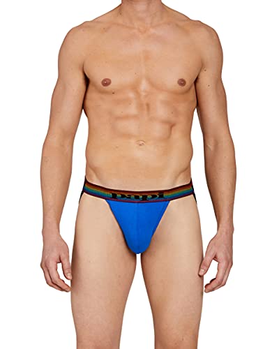 Men's 3-Pack Breathable Athletic Supporter Jockstrap Underwear - Large Lychee Blue Black