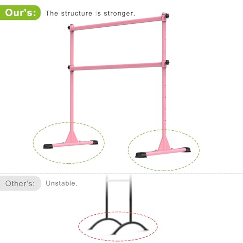 Pink 4ft Adjustable Freestanding Ballet Bar for Kids & Adults - Heavy Duty Dance & Yoga Equipment