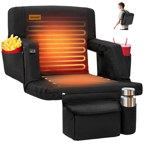 Overmont 24.5-Inch Wide Heated Stadium Seat with Back Support & Dual-Zone Heat