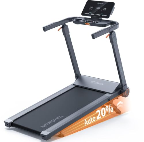 Vitalwalk Foldable Treadmill with 20% Auto Incline for Home Cardio Workout