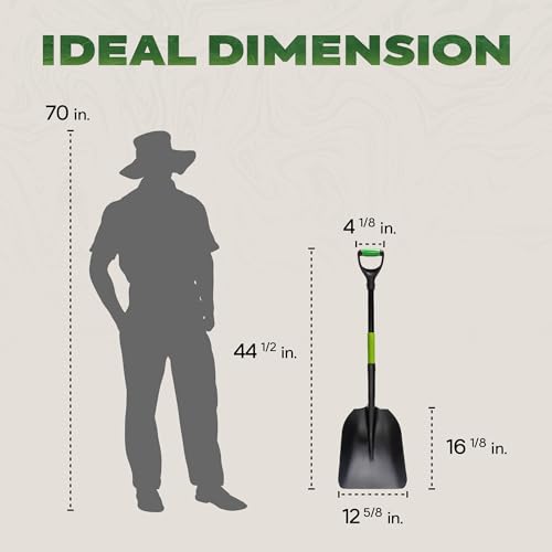IDZO Heavy Duty Aluminum Steel Snow Shovel Black 44.5 Inch Wide Blade with Ergonomic Handle
