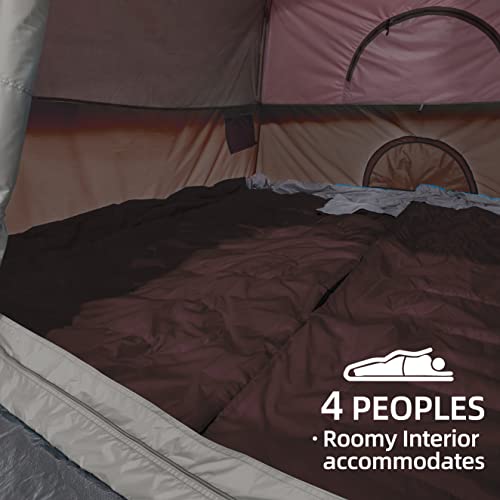 Camel Crown 4-Person Waterproof Camping Tent - Quick Setup, Wine Red